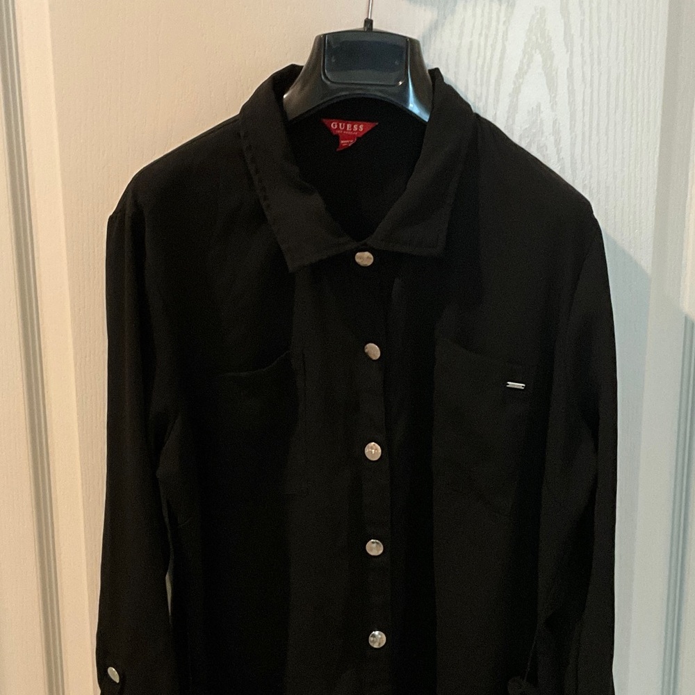 Guess Black Collared Shirt Dress - Picture 3 of 5